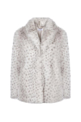 Immaculate Vegan - Issy London Freya Vegan Faux Fur Coat | Snow Leopard Grey