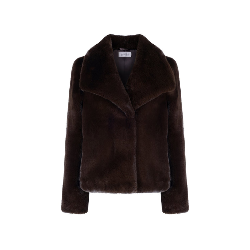 Issy London Gemma Luxe Pile Vegan Faux Fur Jacket | Chocolate