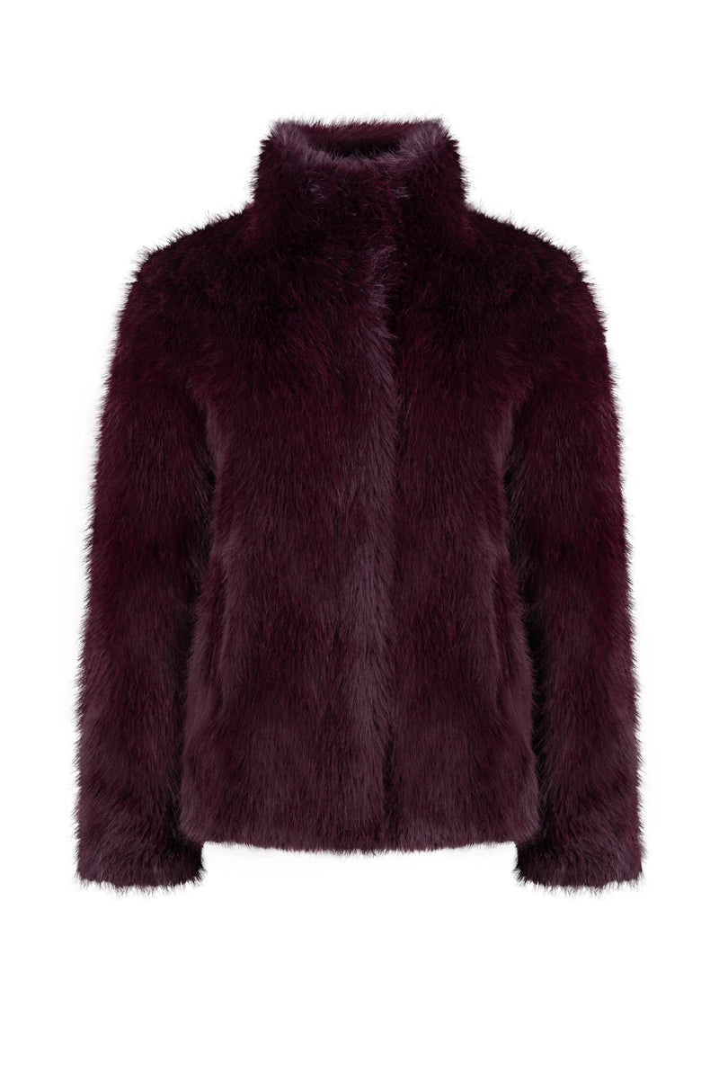 Issy London Halle Luxe Vegan Faux Fur Jacket | Berry