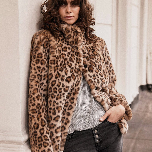 Leopard jacket fur deals