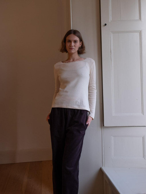 Cali Organic Cotton Pointelle T-Shirt | Ecru