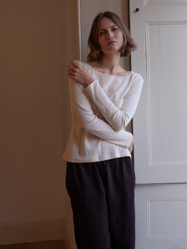 Cali Organic Cotton Pointelle T-Shirt | Ecru