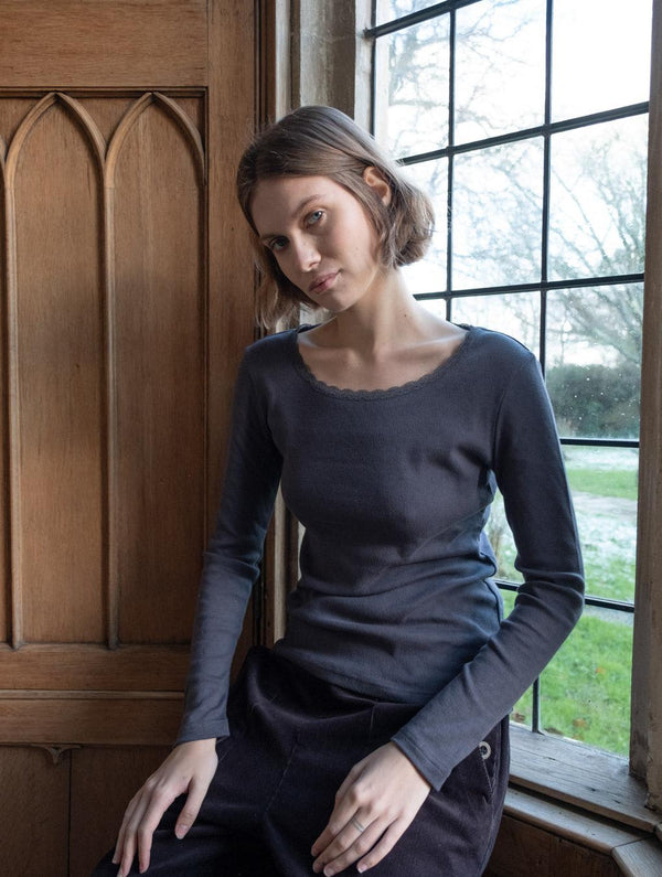 Cali Organic Cotton Pointelle T-Shirt | Dove Grey