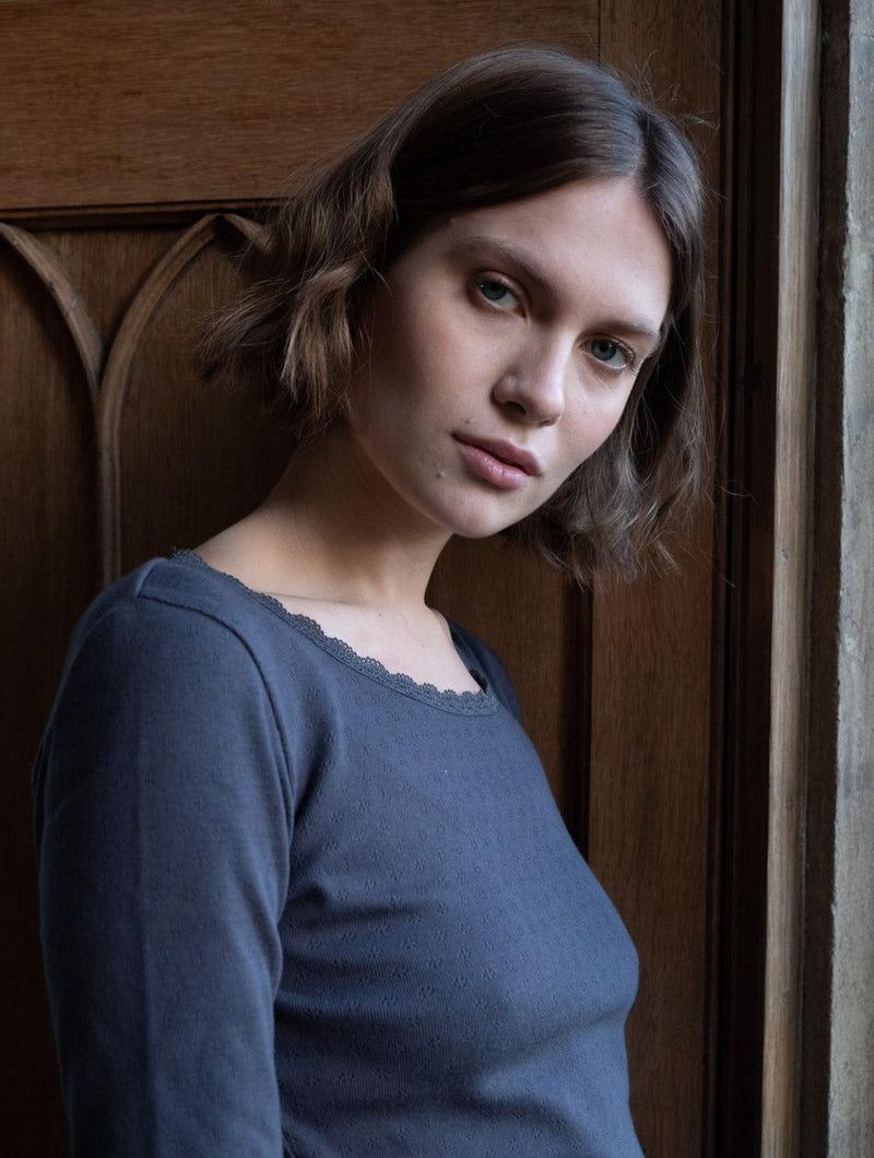 Cali Organic Cotton Pointelle T-Shirt | Dove Grey