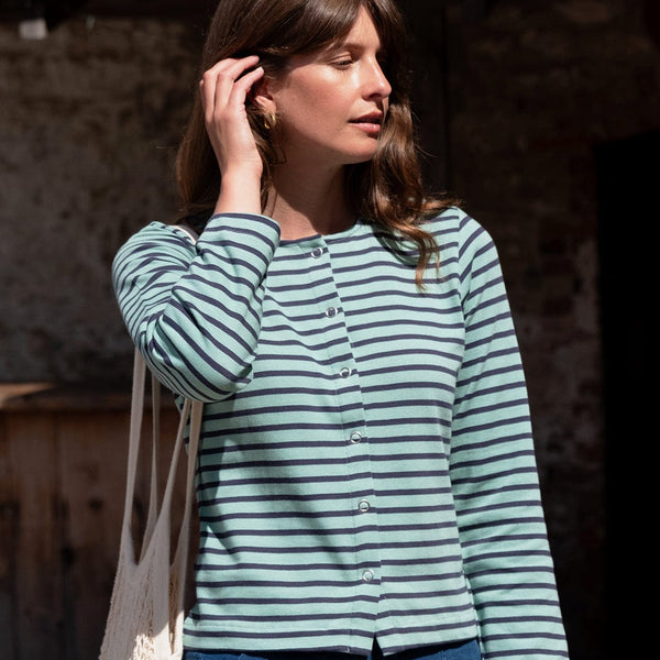 BIBICO - Joss Women's Cotton Jersey Cardigan | Duck Egg