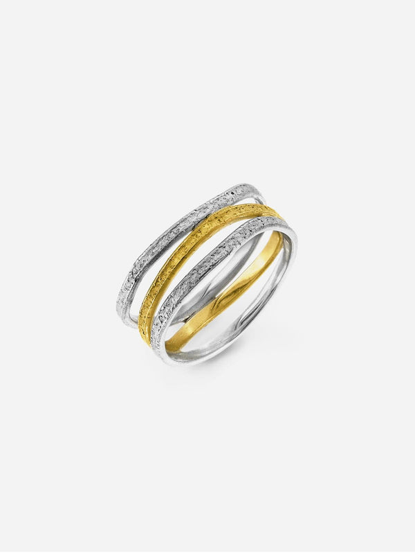 JULIA THOMPSON JEWELLERY Gold & Silver Triple Nest Wedding Ring | 18ct or 9ct & Silver 18ct Yellow Fairtrade Gold & Silver / J