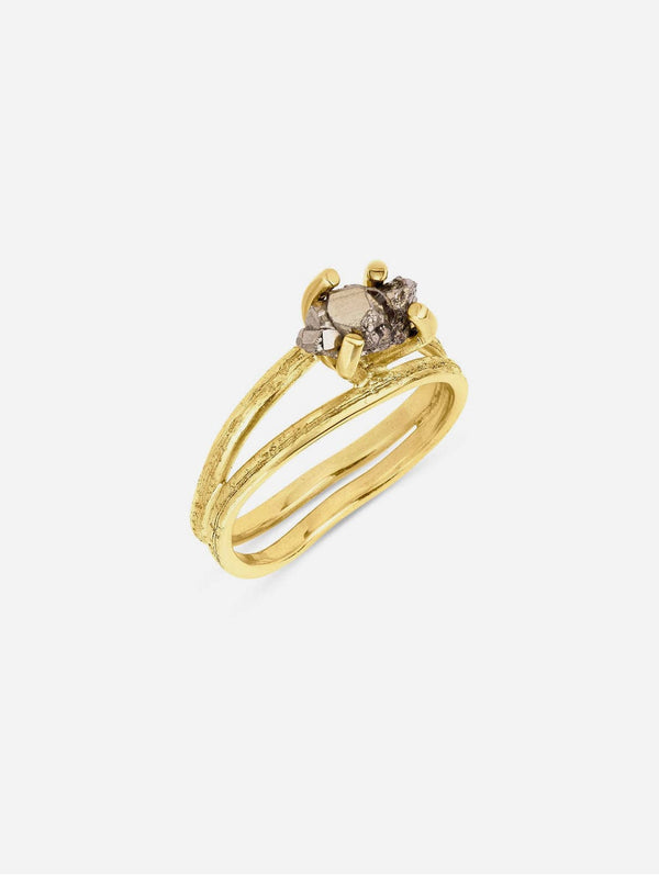 JULIA THOMPSON JEWELLERY Fairtrade Gold Pyrite Crystal Nest Ring | 18ct