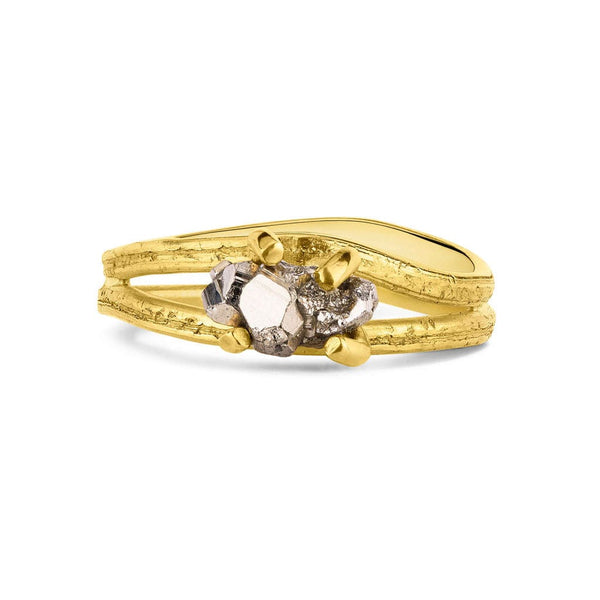 JULIA THOMPSON JEWELLERY Fairtrade Gold Pyrite Crystal Nest Ring