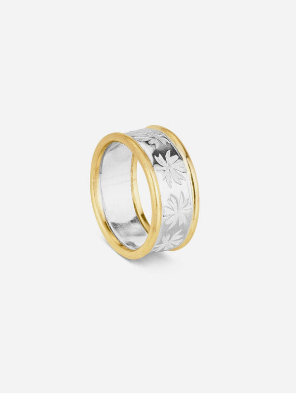 JULIA THOMPSON JEWELLERY Gold & Silver Fig Leaf Wedding Ring | 18ct & Silver M