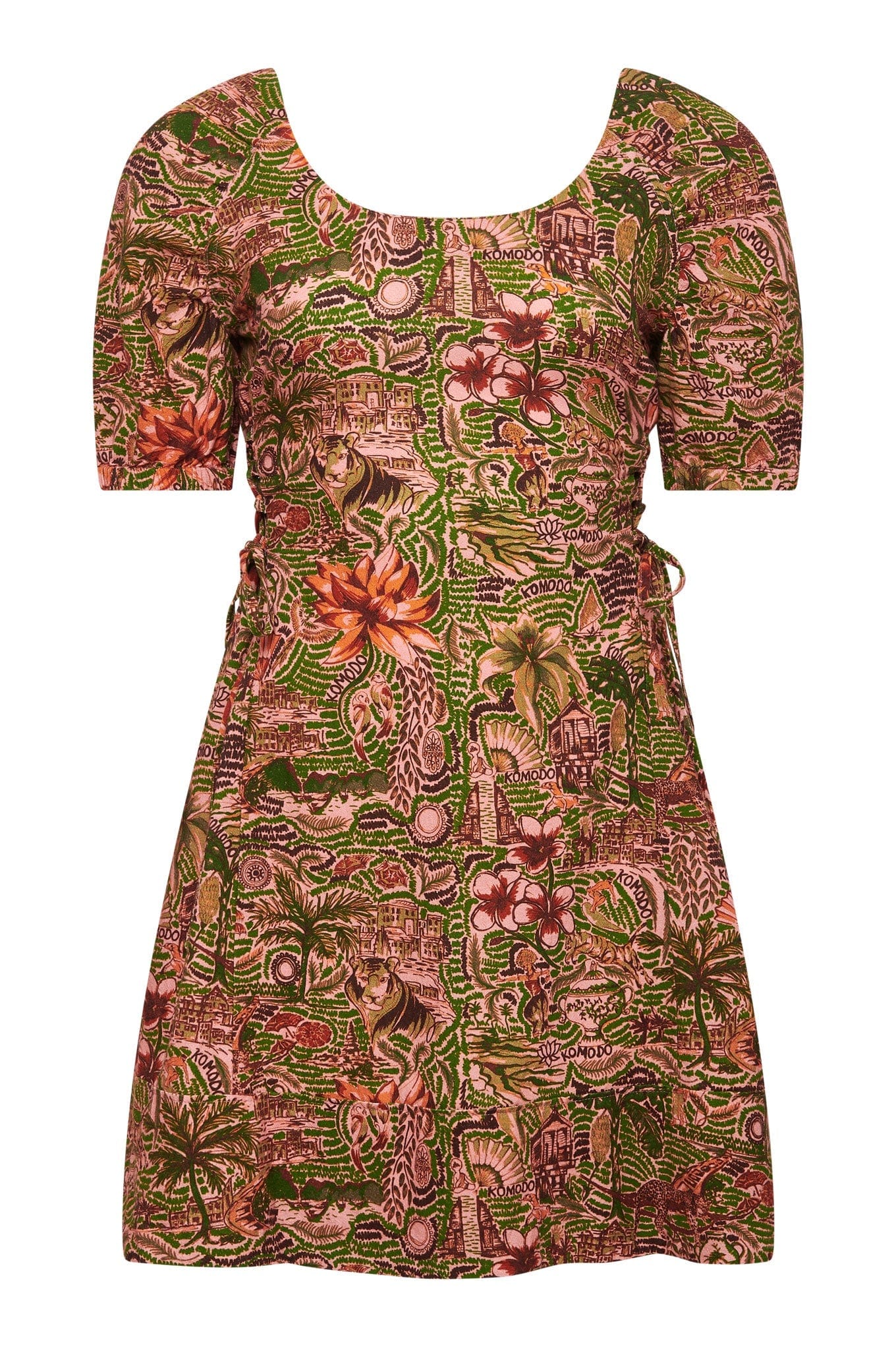 KOMODO BALI - Tropical Print Organic Cotton Dress Pink