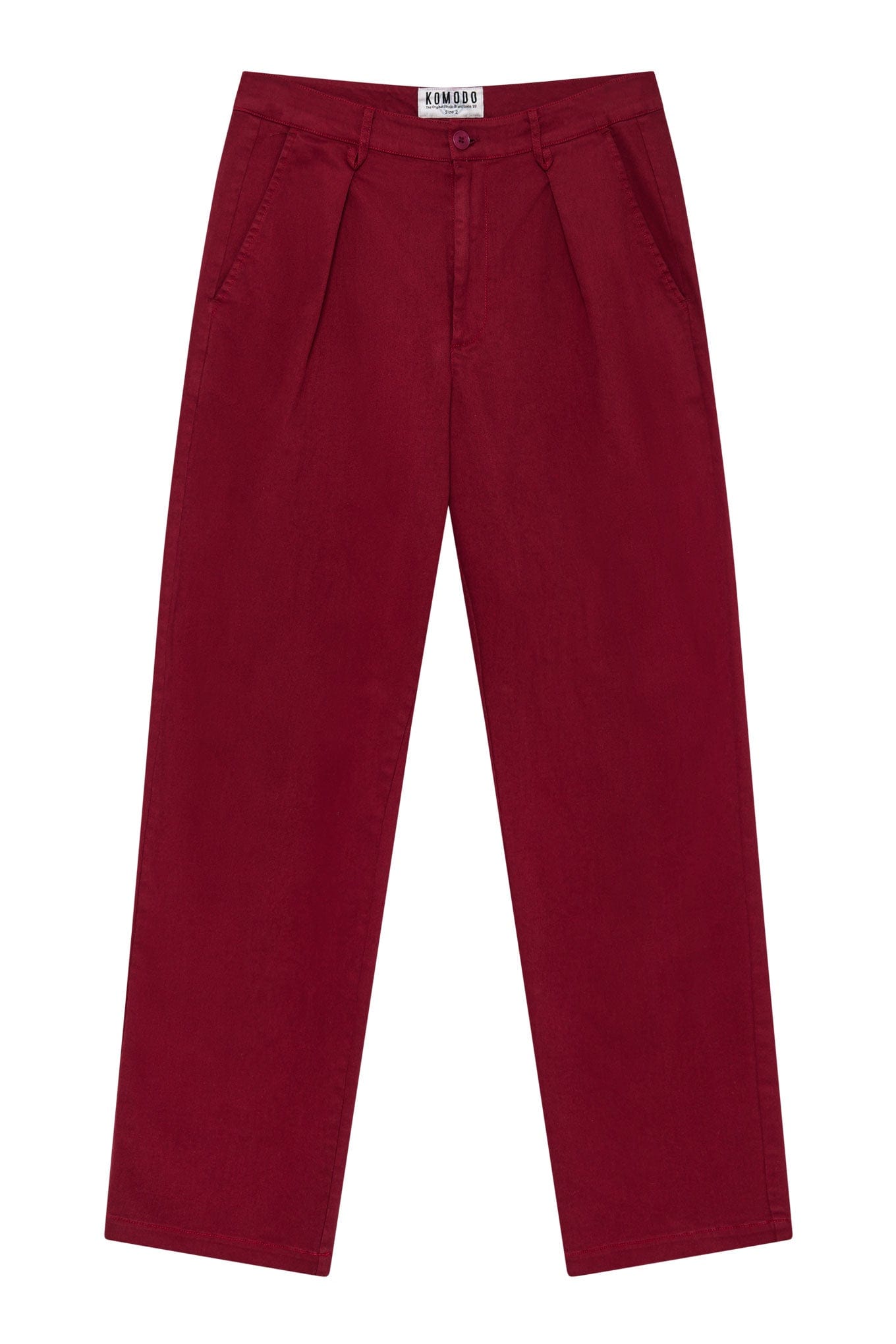 KOMODO BOWIE - Loose Fit Organic Cotton Twill Trouser Wine Red