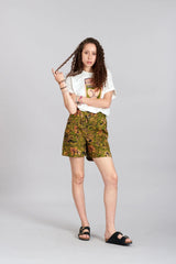 Immaculate Vegan - KOMODO DUNE - Organic Cotton Tropical Print Green Shorts