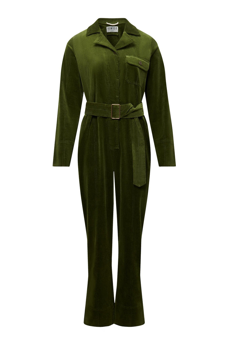 KOMODO ELECTRA - Organic Cotton Needle Cord Jumpsuit Pine Green