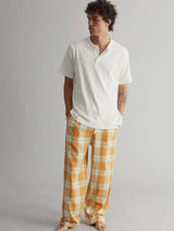 Immaculate Vegan - KOMODO Jim Jam Men's GOTS Organic Cotton Pyjama Set | Yellow Check Extra Large