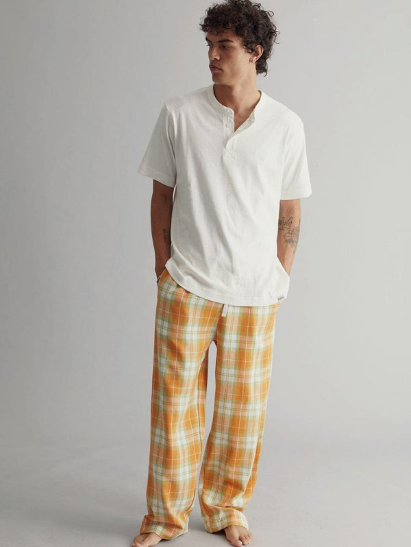 KOMODO Jim Jam Men's GOTS Organic Cotton Pyjama Set | Yellow Check Extra Large