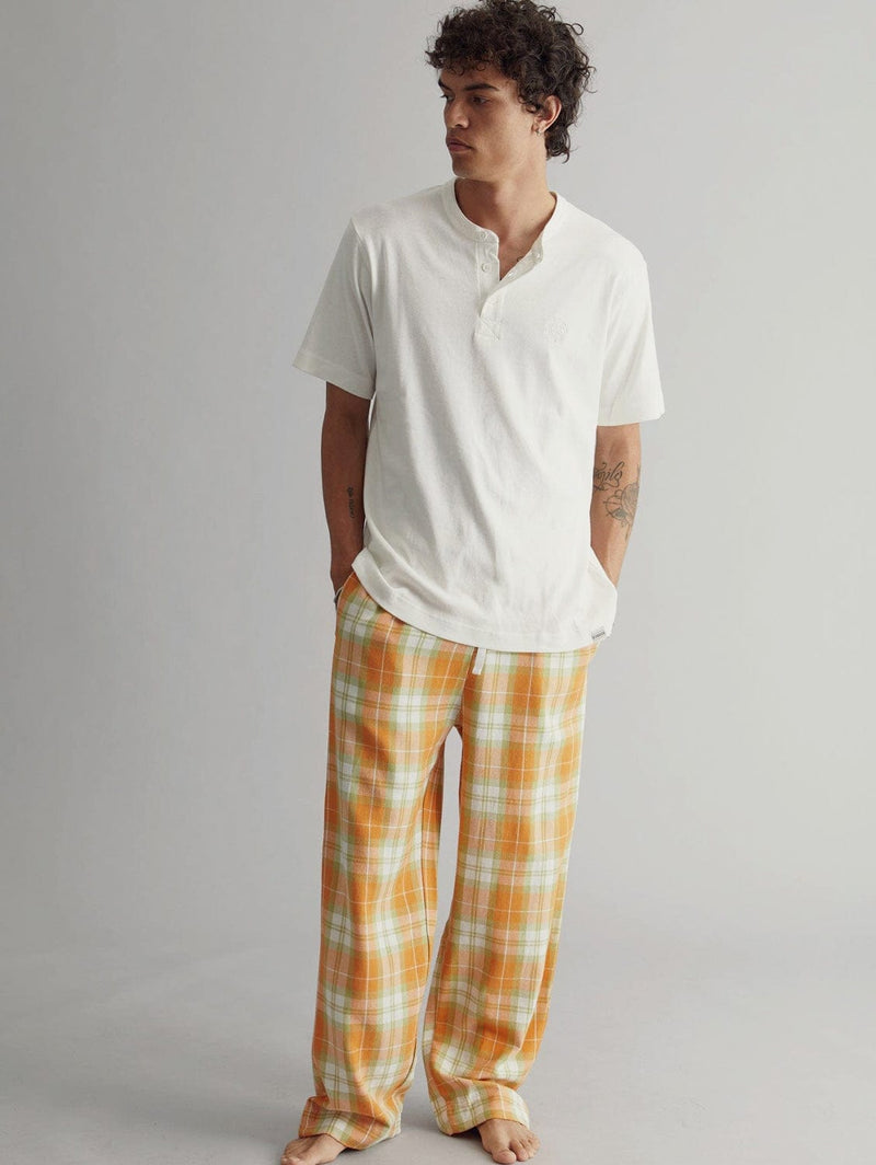 KOMODO Jim Jam Men's GOTS Organic Cotton Pyjama Set | Yellow Check Extra Large