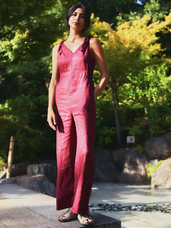 KOMODO Floss Women's Linen Jumpsuit | Berry