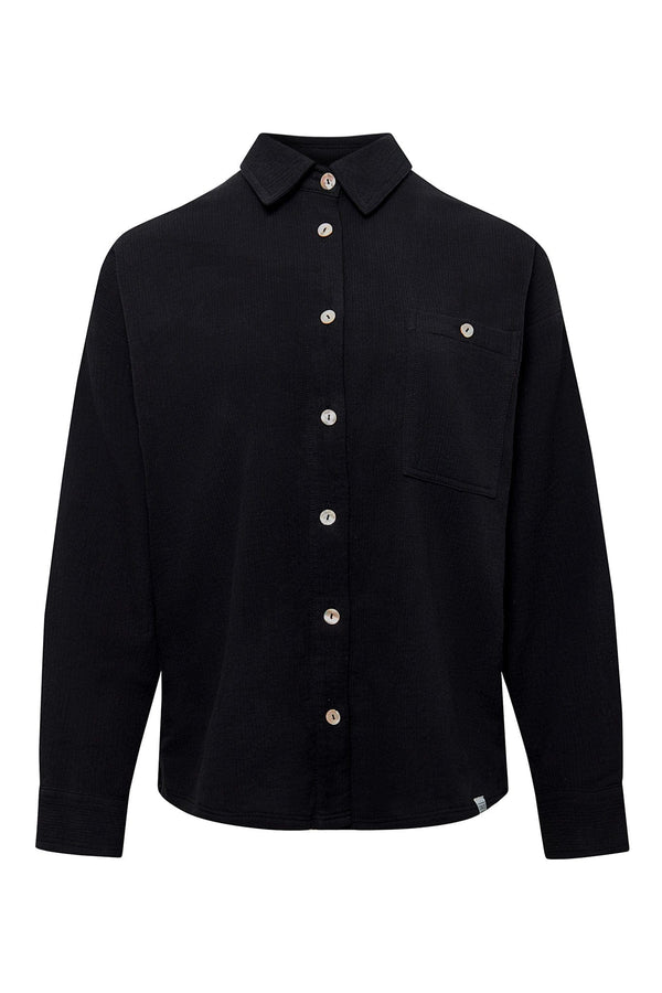 KOMODO HANAKO - Organic Cotton Seersucker Shirt Black