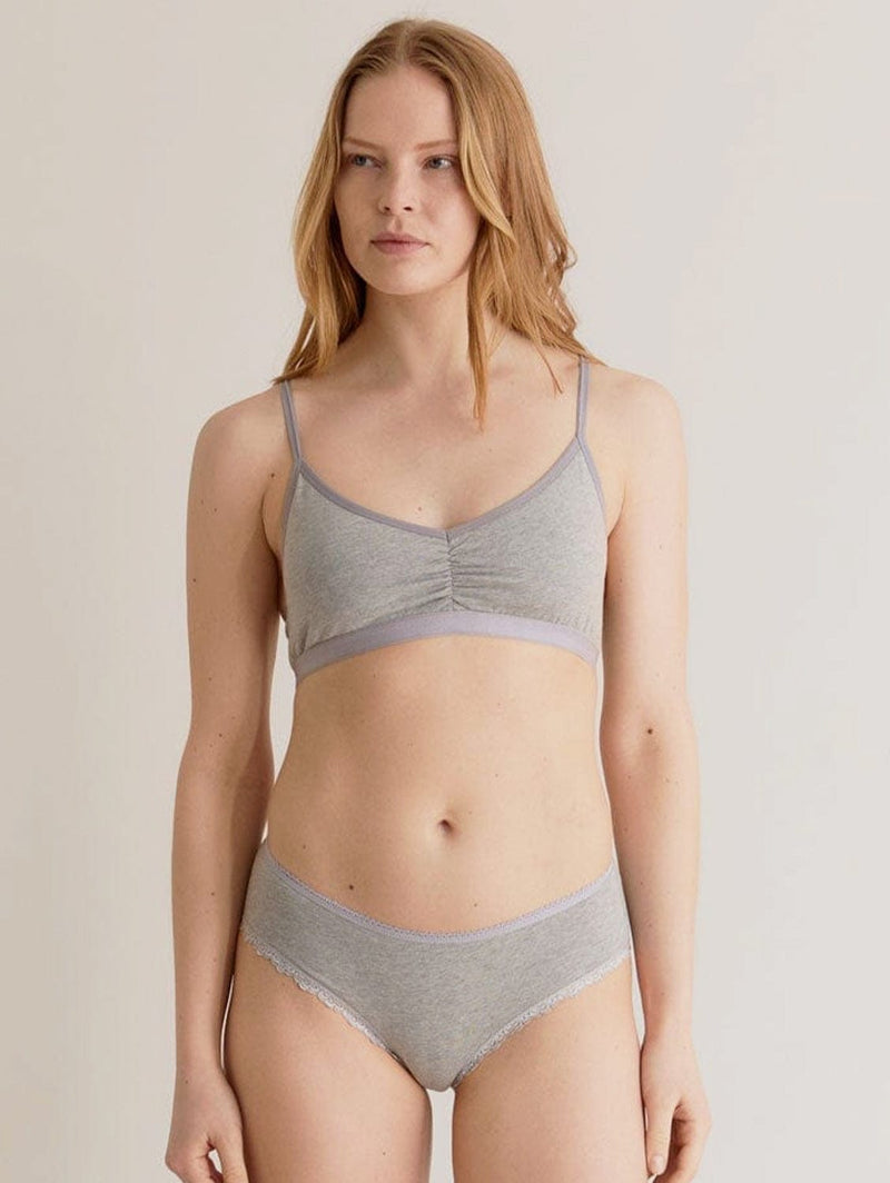 KOMODO Paloma Women's Organic Cotton Lace Briefs | Grey