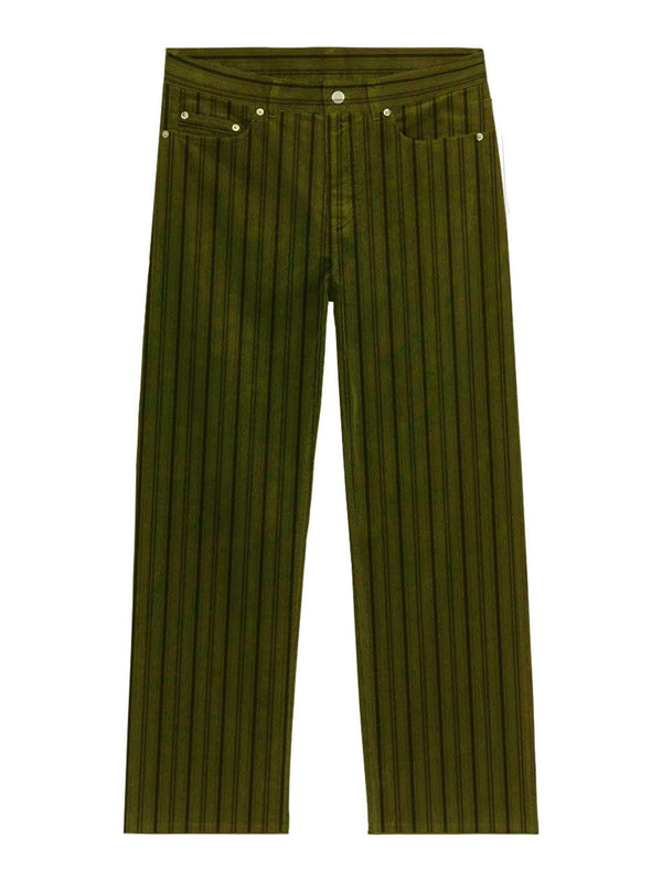 KOMODO REVERIE - Organic Cotton Cord Trouser Green Stripe