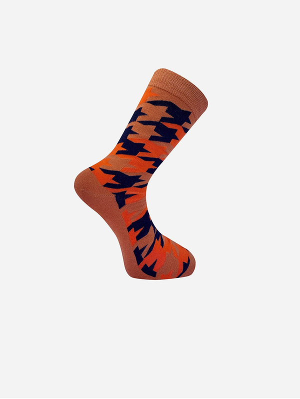 KOMODO Houndstooth Unisex Organic Cotton Socks | Orange S