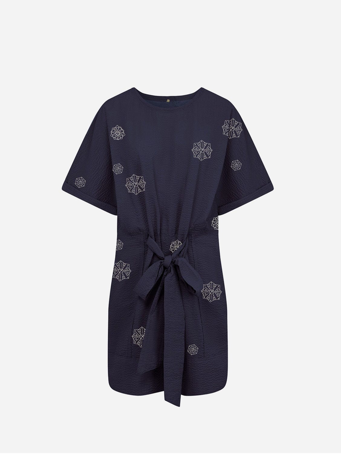 KOMODO AKINA - Embroidered Organic Cotton Dress Navy SIZE 1 / UK 8 / EUR 36