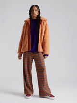 Immaculate Vegan - KOMODO Autumn Women's Organic Cotton Check Flannel Trousers | Checked Orange SIZE 1 / UK 8 / EUR 36