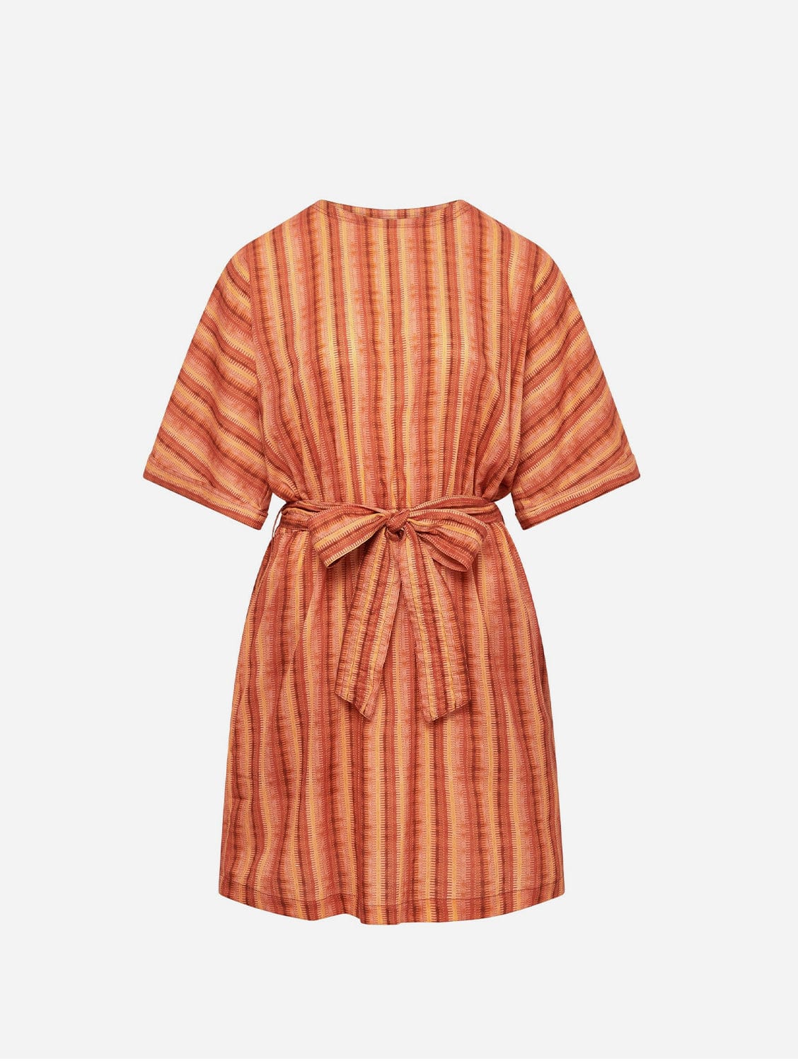 KOMODO AZUL - Organic Cotton Weave Stripe Dress Pink SIZE 1 / UK 8 / EUR 36