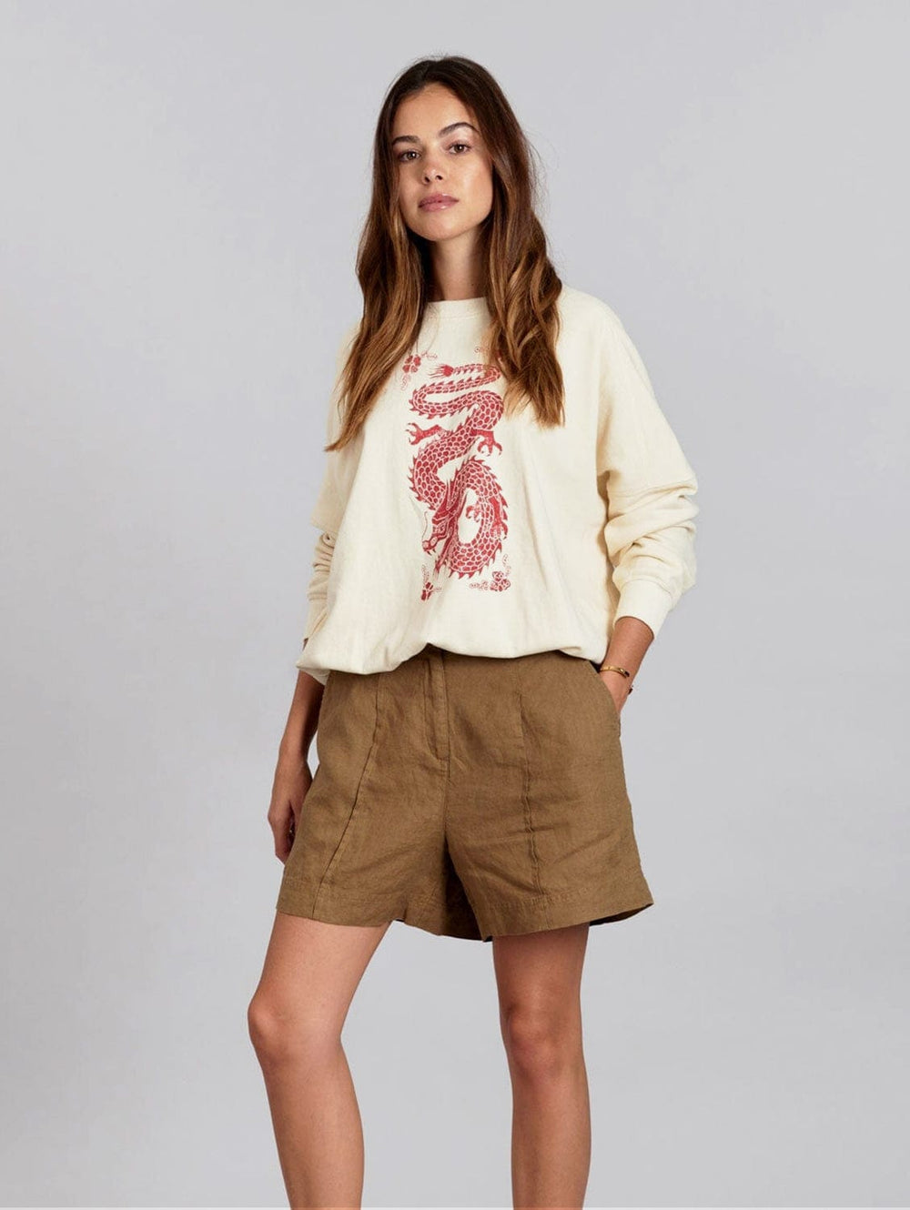 emmie model nude 1 KOMODO - Emmie Women's Linen Shorts | Khaki