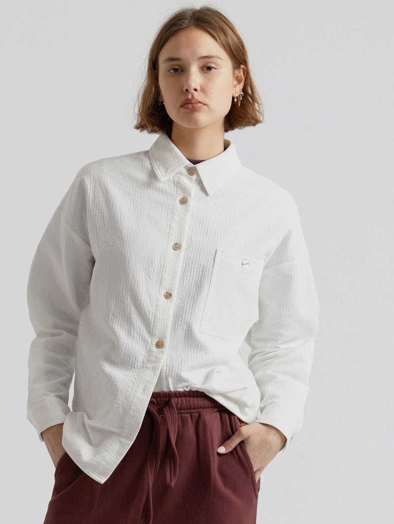 KOMODO Hanako Organic Cotton Seersucker Shirt | White SIZE 1 / UK 8 / EUR 36