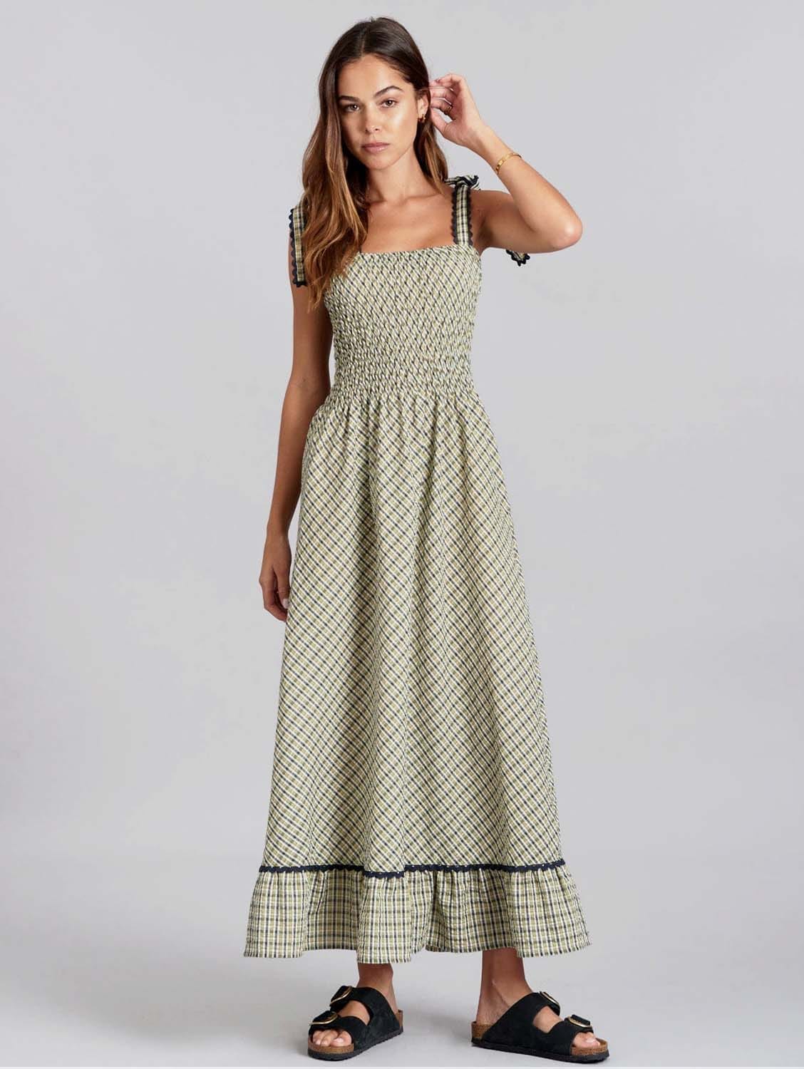 KOMODO HOYA - Organic Cotton Summer Check Dress SIZE 1 / UK 8 / EUR 36