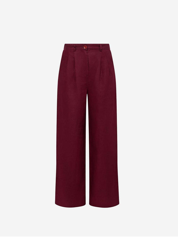 KOMODO LION berry linen trousers SIZE 1 / UK 8 / EUR 36