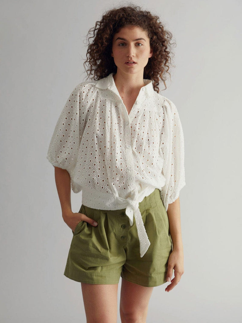 KOMODO MAGIC Organic Cotton Blouse - Off White Size 2/ UK 10/ EUR 38