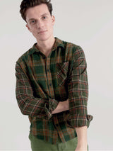 Immaculate Vegan - KOMODO Axel Organic Cotton Patchwork Check Shirt | Green Small