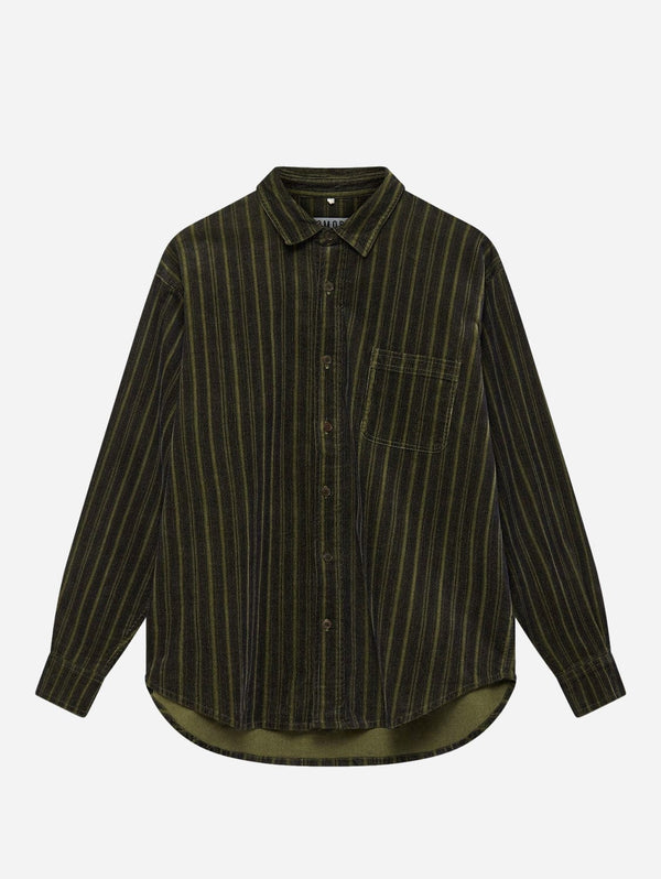 KOMODO Jax Organic Cotton Cord Shirt | Black Stripe Small