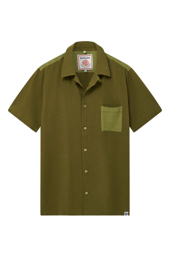 KOMODO SPINDRIFT - Organic Cotton Shirt Green Patchwork