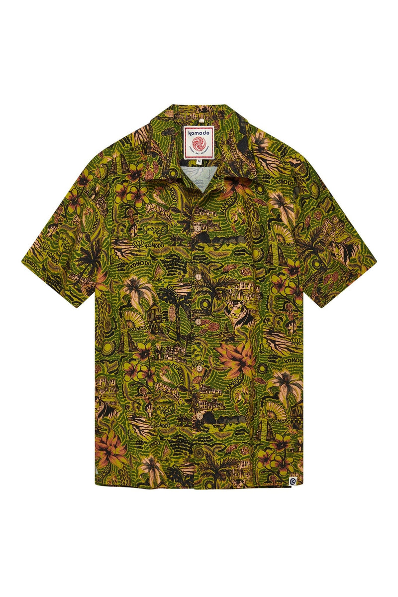 KOMODO SPINDRIFT - Organic Cotton Shirt Tropical Print Green