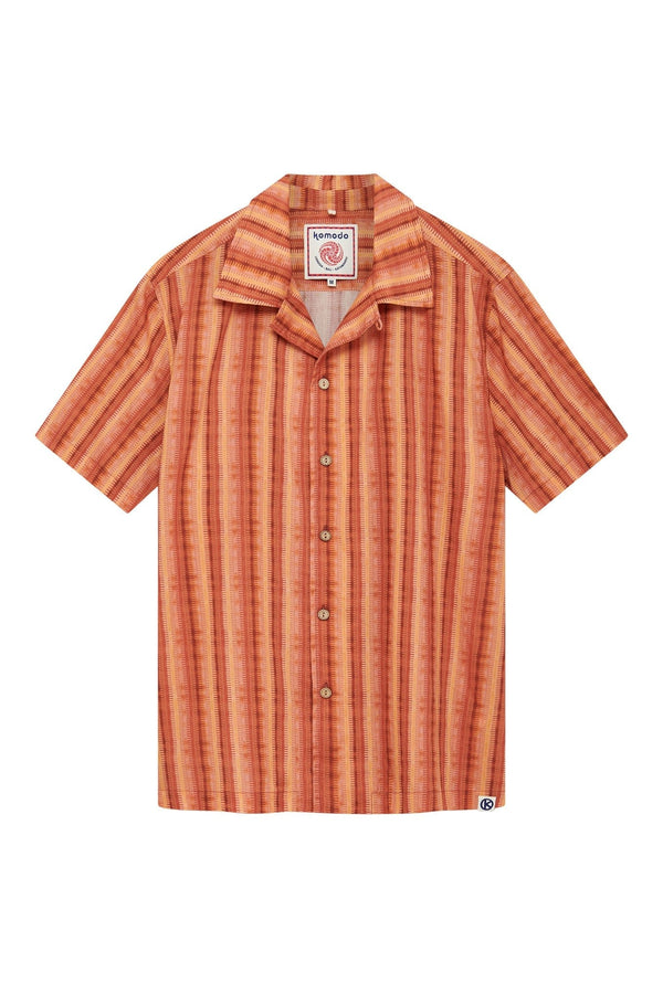 KOMODO SPINDRIFT - Organic Cotton Shirt Weave Stripe Peach