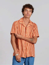 Immaculate Vegan - KOMODO SPINDRIFT - Organic Cotton Shirt Weave Stripe Peach