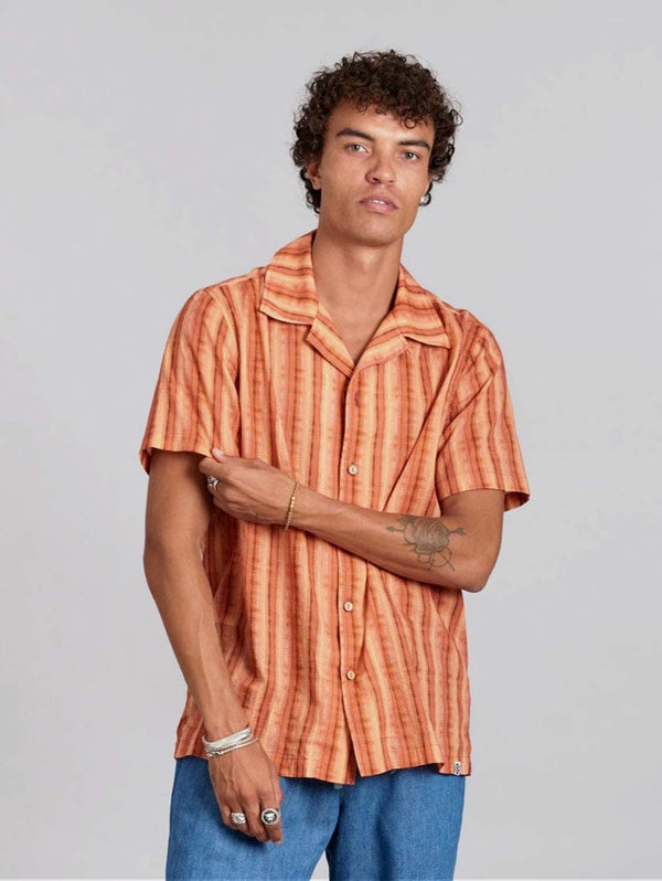 KOMODO SPINDRIFT - Organic Cotton Shirt Weave Stripe Peach