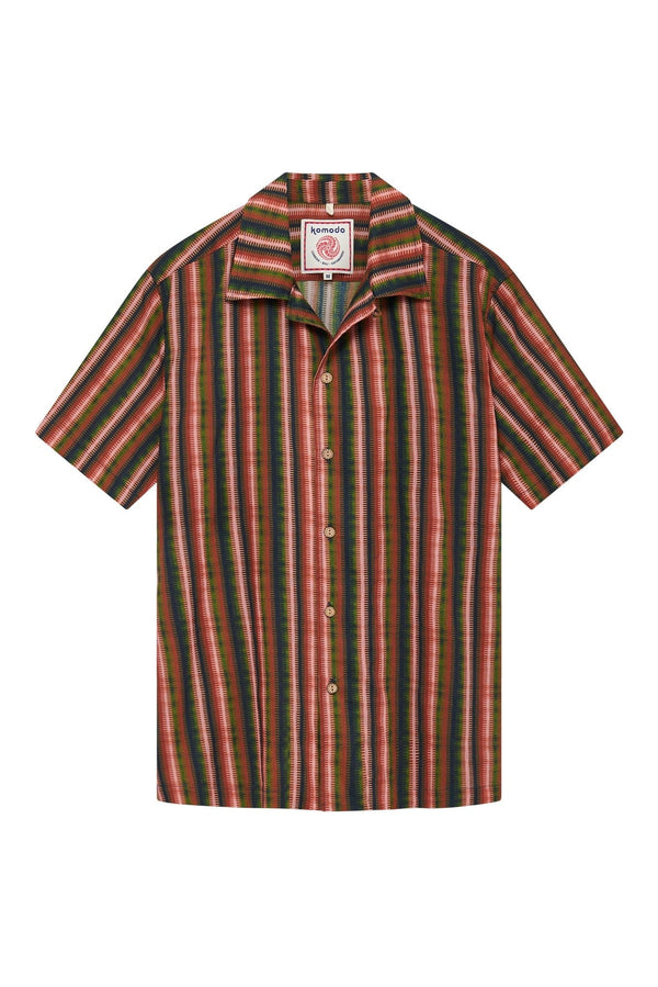 KOMODO Spindrift Shirt  Weave Stripe Green  Organic Cotton Voile