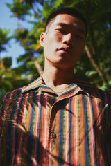 Immaculate Vegan - KOMODO Spindrift Shirt  Weave Stripe Green  Organic Cotton Voile