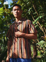Immaculate Vegan - KOMODO Spindrift Shirt  Weave Stripe Green  Organic Cotton Voile