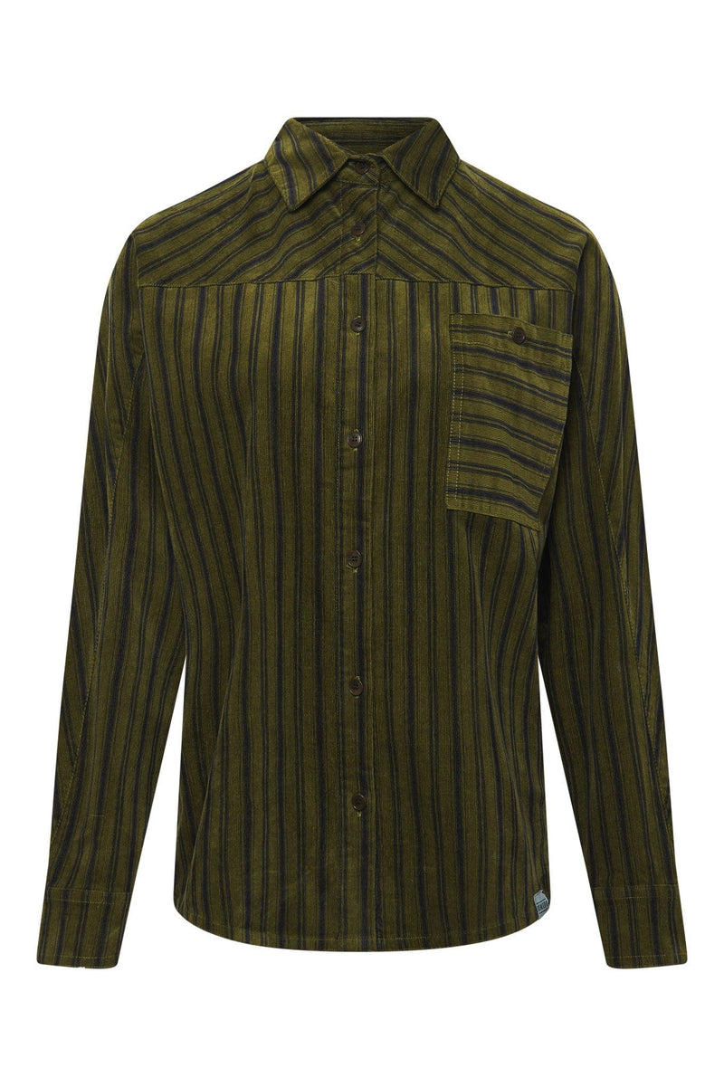KOMODO STELLA - Organic Cotton Needle Cord Shirt Green Stripe