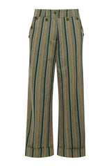 Immaculate Vegan - KOMODO TANSY Green Stripe Trouser Organic Cotton Textured Stripe