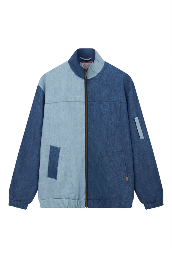 KOMODO TOBIAS Blue Patchwork Linen Jacket