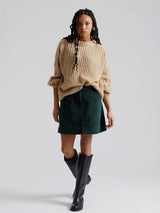 Immaculate Vegan - KOMODO Leoni Organic Cotton Cord Miniskirt | Soft Ivy UK16 / EU44 / US12
