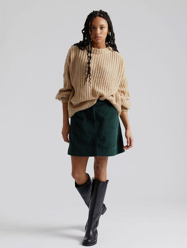KOMODO Leoni Organic Cotton Cord Miniskirt | Soft Ivy UK16 / EU44 / US12