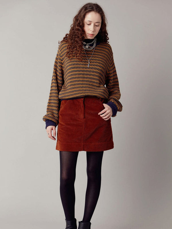 KOMODO Leoni Organic Cotton Cord Miniskirt | Chestnut UK8 / EU36 / US4