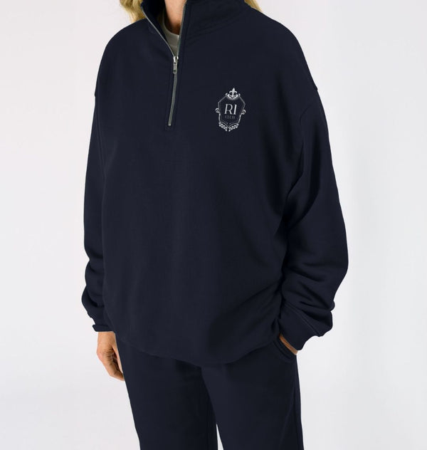 R1 CLUB Unisex Organic Cotton Quarter Zip Sweatshirt | Navy